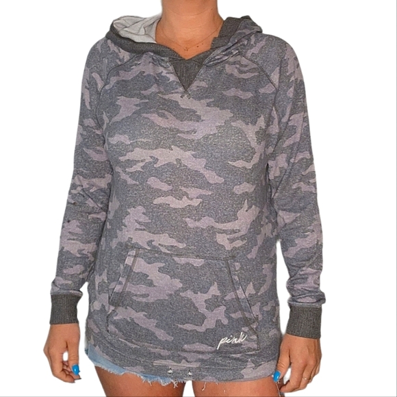 Pink by VS Pullover Camo Sweater Size Small Grey - Picture 6 of 6